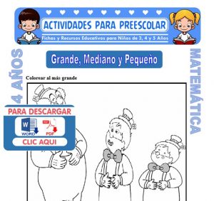 Ficha de Grande, Mediano y Pequeño para Niños de 4 Años