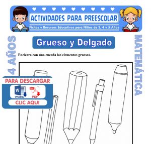 Ficha de Grueso y Delgado para Niños de 4 Años