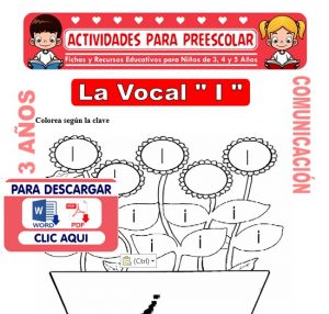 Ficha de La Vocal I para Niños de 3 Años