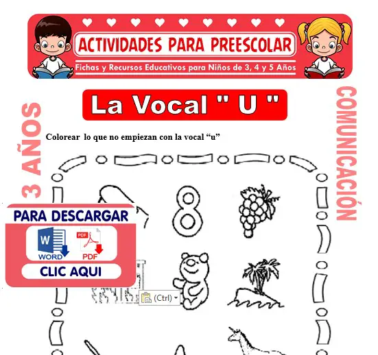 La Vocal U Para Ninos De 3 Anos Actividades Para Preescolar 2020