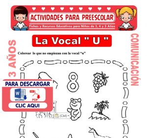 Ficha de La Vocal U para Niños de 3 Años