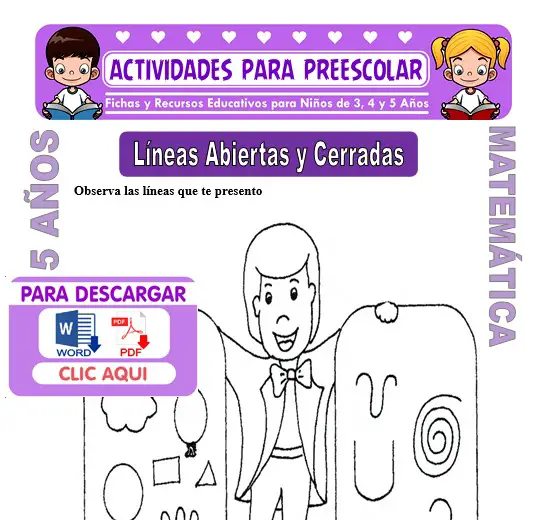 Ficha de Líneas Abiertas y Cerradas para Niños de 5 Años