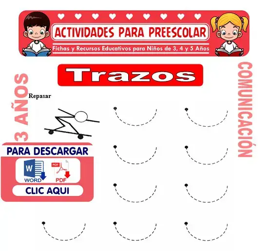 Ficha de Trazos para Niños de 3 Años