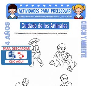 Ficha de Cuidado de los Animales para Niños de 4 Años