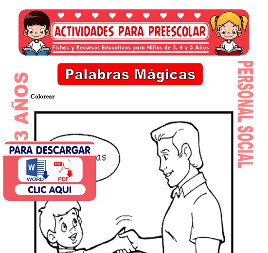 Ficha de Palabras Mágicas para Niños de 3 Años