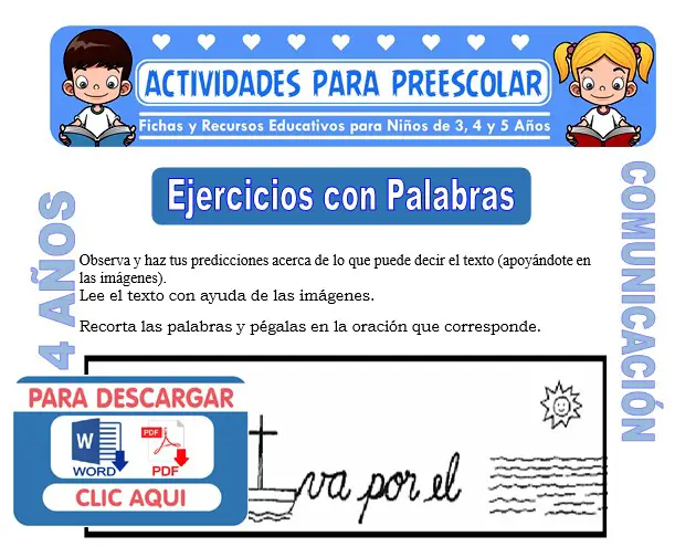 Ficha de Ejercicios con Palabras para Niños de 4 Años