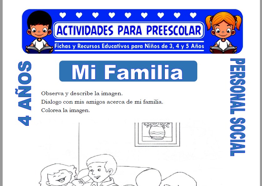 Ficha de Mi Familia para Niños de 4 Años