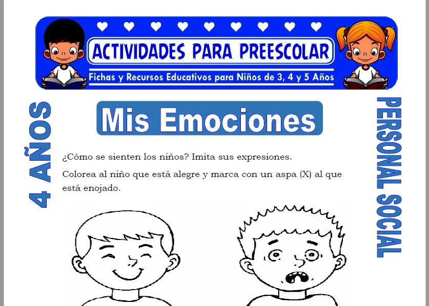 Modelo de la Ficha de Mis Emociones para Niños de 4 Años