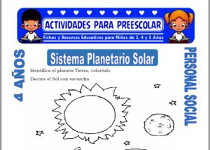 Modelo de la Ficha de Sistema Planetario Solar para Niños de 4 Años